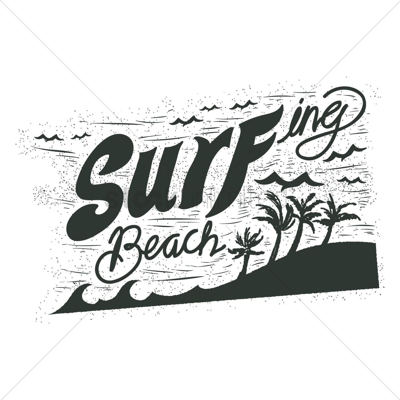 Surfing Beach Typography Vector Image 1300x1300 Surfing Beach Typography Vector Image