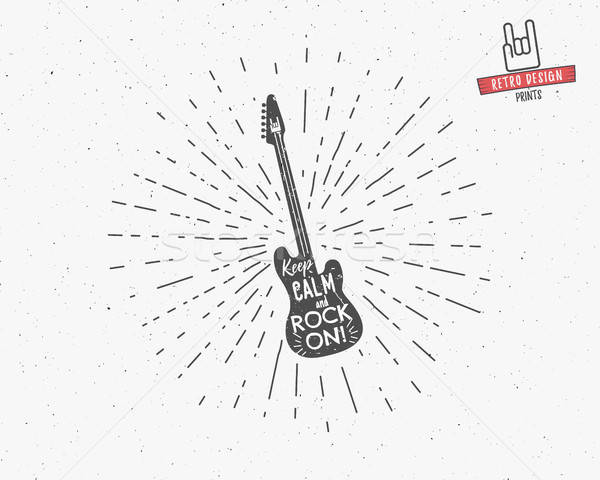 Vector Vintage Guitar Label With Sunburst, Typography Elements 600x480 Vector Vintage Guitar Label With Sunburst, Typography Elements
