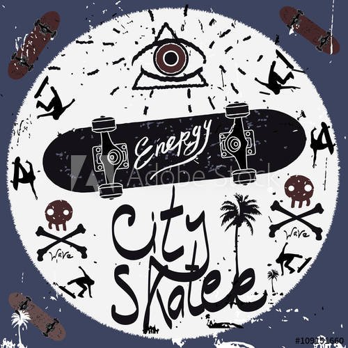 Vintage Label, Skateboard Style Typography Vector Elements City 500x500 Vintage Label, Skateboard Style Typography Vector Elements City