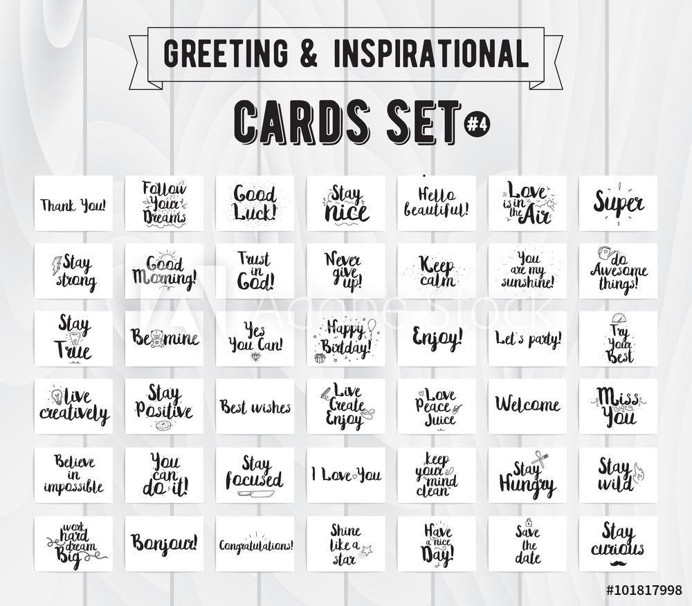 Wall Murals Greeting And Inspirational Cards Set Typographic 1000x876 Wall Murals Greeting And Inspirational Cards Set Typographic