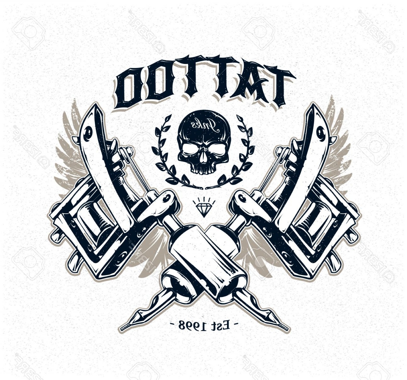 Photostock Vector Cool Authentic Tattoo Studio Poster Template 1560x1455 Photostock Vector Cool Authentic Tattoo Studio Poster Template