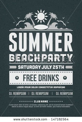 Retro Summer Party Design Poster Or Flyer On Chalkboard Night 318x470 Retro Summer Party Design Poster Or Flyer On Chalkboard Night