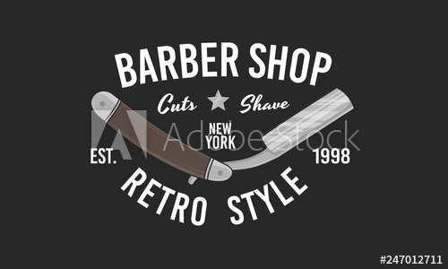 Barber Shop Logo, Label Barber Shop Logo With Barbe Razor Blade 500x300 Barber Shop Logo, Label Barber Shop Logo With Barbe Razor Blade