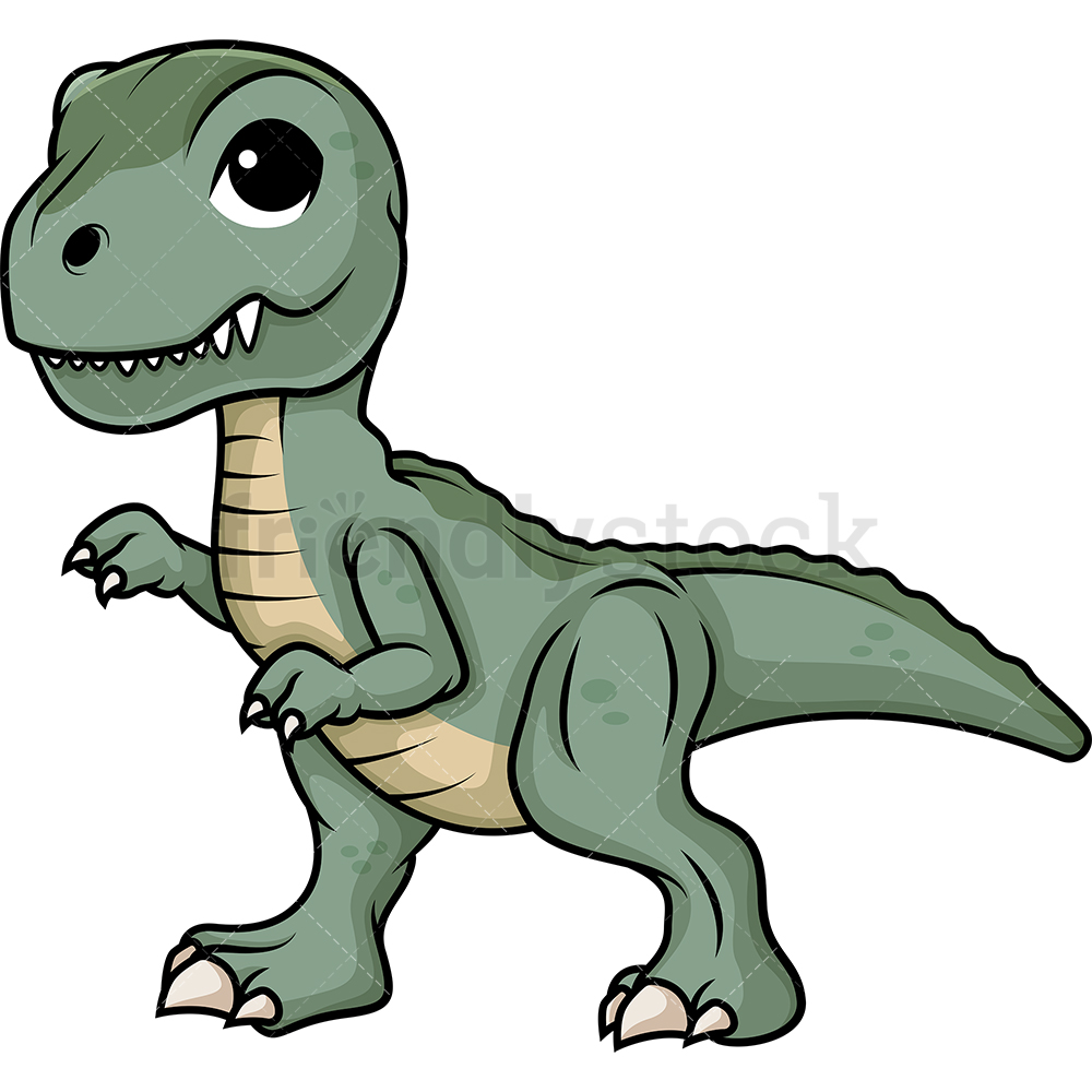 1000x1000 Cute Tyrannosaurus Rex Dinosaur Cartoon Clipart Vector