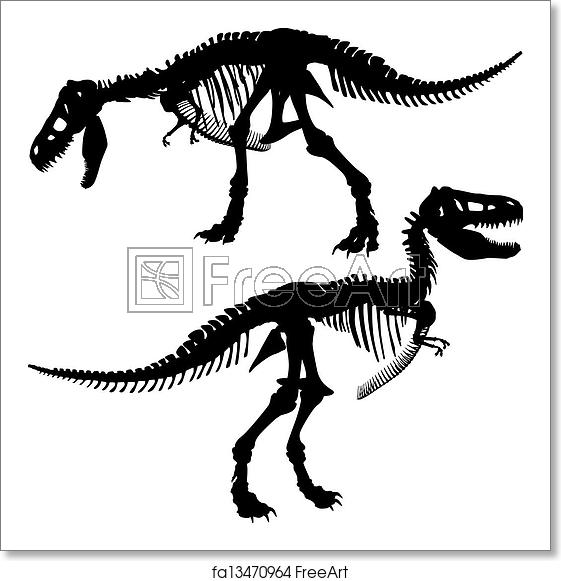 561x581 Free Art Print Of T Rex Skeleton Editable Vector Silhouettes
