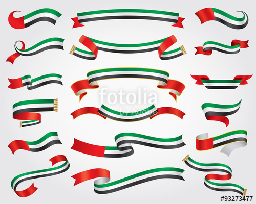 500x400 Uae Flag Ribbon Set, Design Element, Vector Illustration Stock