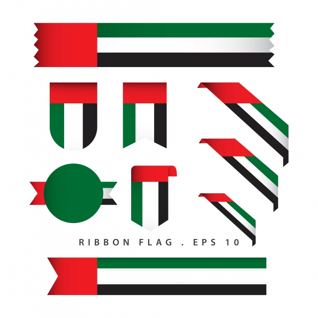 640x640 Uae Ribbon Flag Vector Template Design Illustration, Uae, Flag