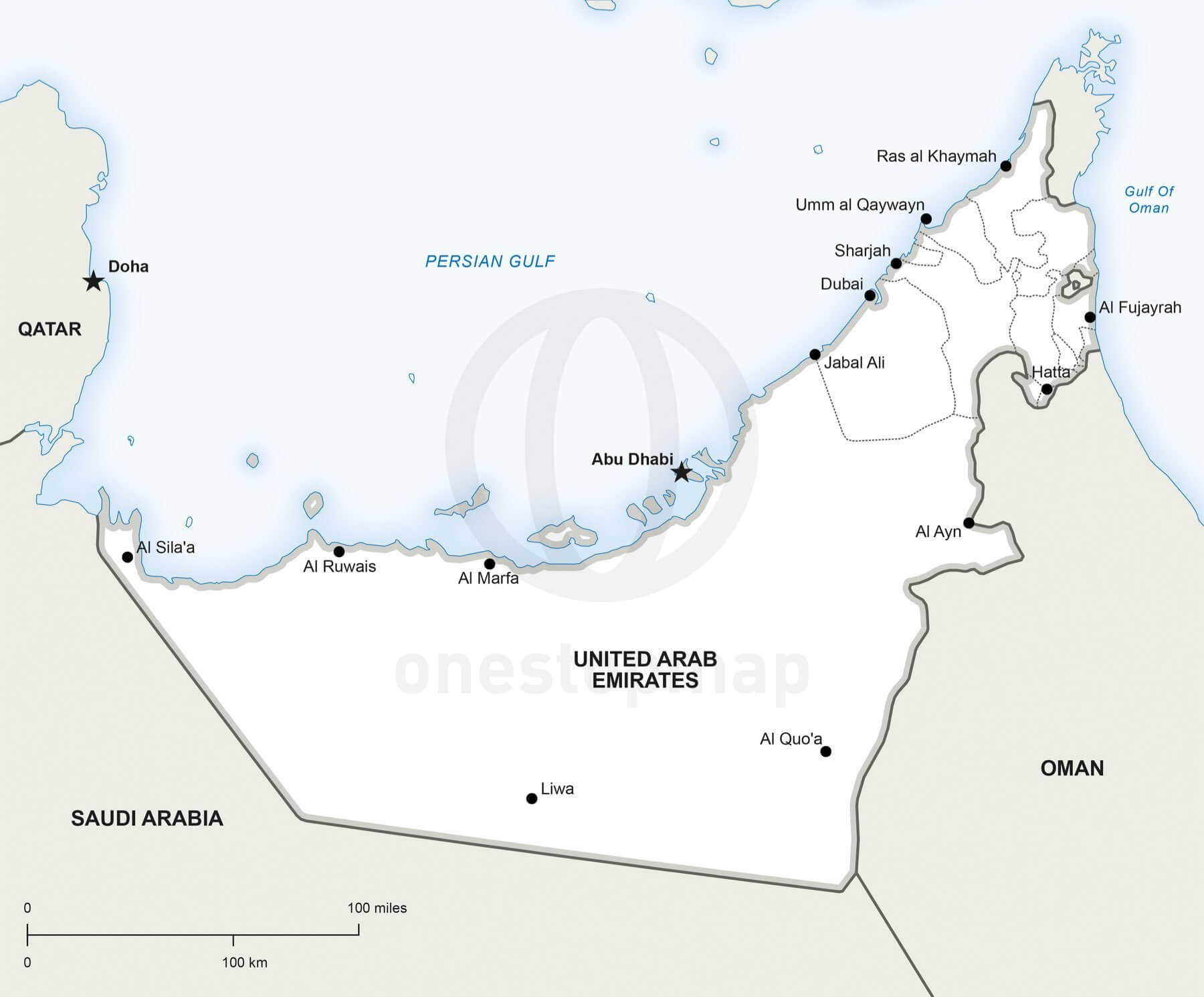 1800x1489 Vector Map Of United Arab Emirates Political One Stop Map