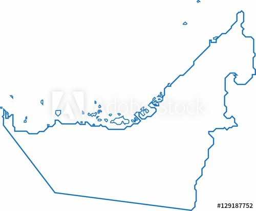 500x413 Blue Outline Uae Map On White Background Vector Illustration