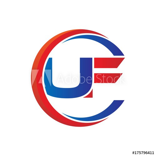 500x500 Uf Logo Vector Modern Initial Swoosh Circle Blue And Red