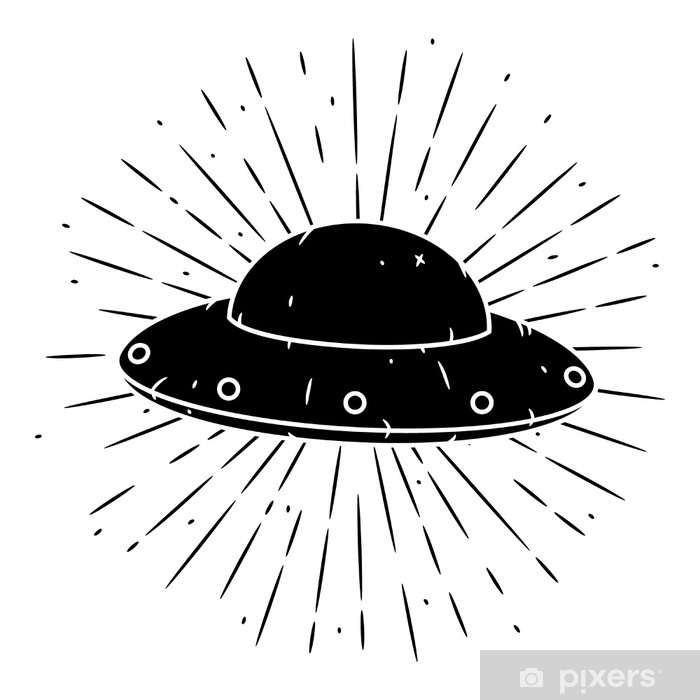 Vector Illustration With A Ufo And Divergent Rays On Blackboard 700x700 Vector Illustration With A Ufo And Divergent Rays On Blackboard