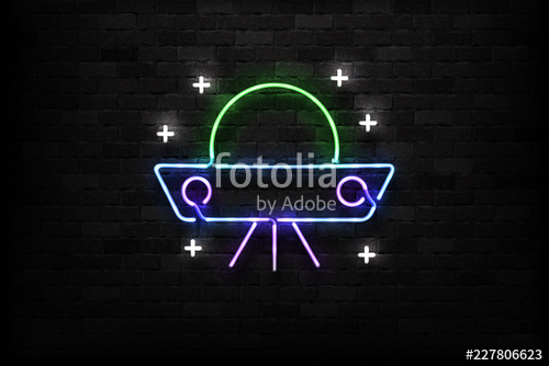 500x334 Vector Realistic Isolated Neon Sign Of Ufo Logo For Decoration