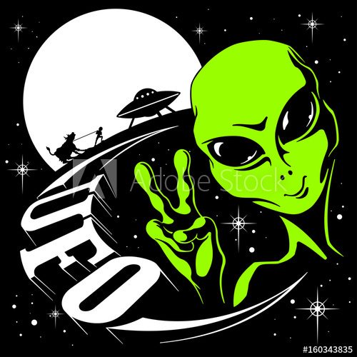 500x500 Alien Ufo Vector Illustration