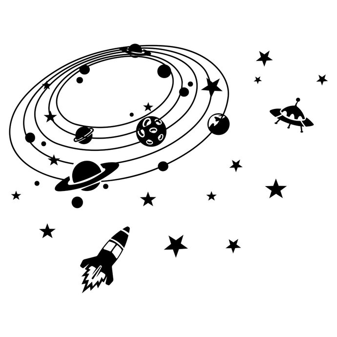 690x690 Star Sky Spacecraft Ufo Graphics Design Vectordesign