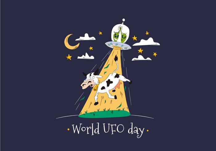 700x490 World Ufo Day With Aliens Abducting Cow Vector
