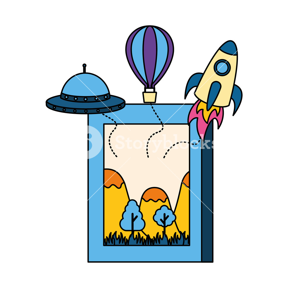 1000x1000 World Book Day Literature Rocket Plane Ufo Vector Illustration