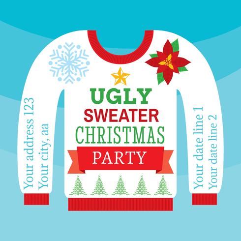 490x490 Ugly Christmas Sweater Card Vector