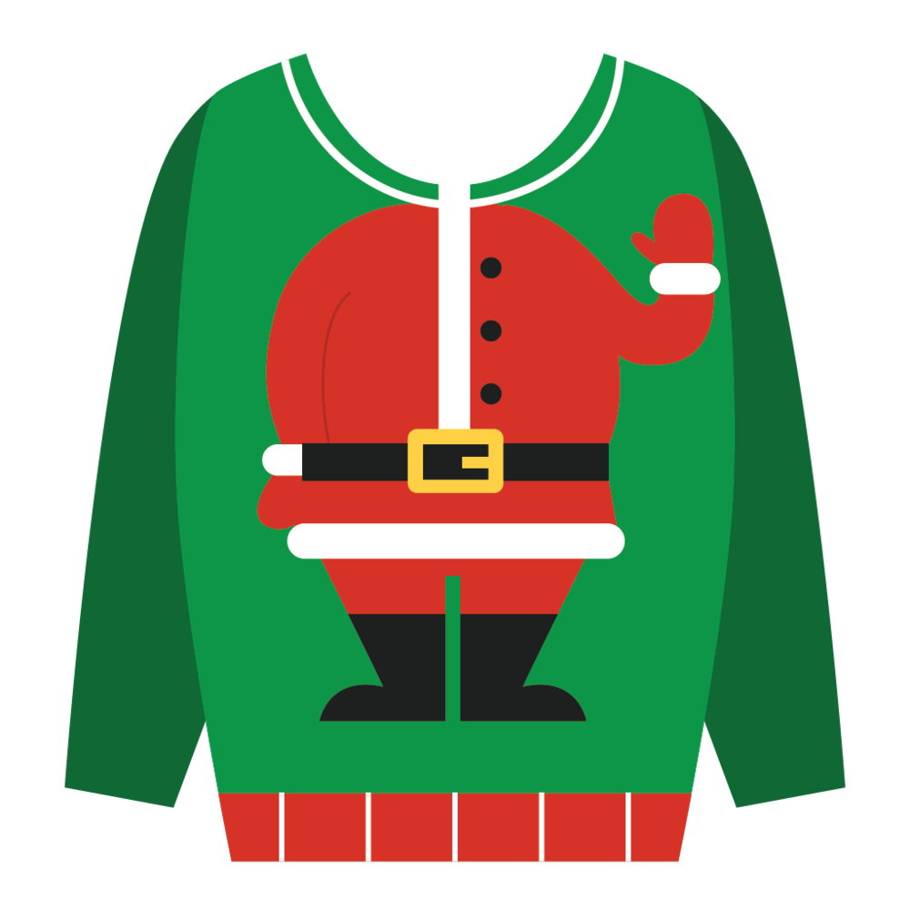 1000x1000 Ugly Christmas Sweater Vector Black And White Stock Free Png