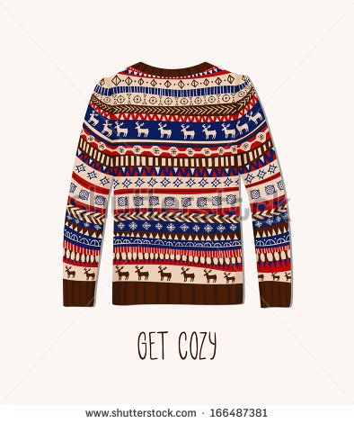 394x470 Christmas Sweater Vector Get Cozy Greeting Card With A Classic