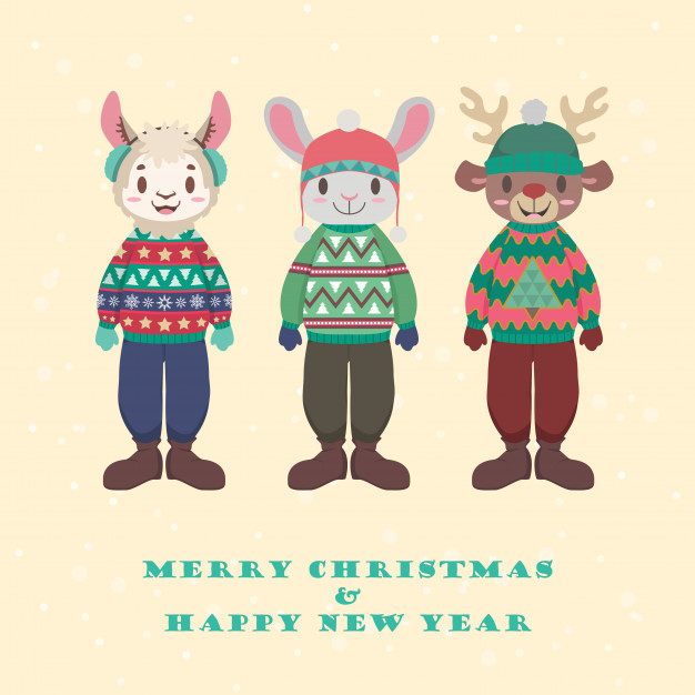 626x626 Collection Of Cute Animals In Ugly Christmas Sweaters Vector