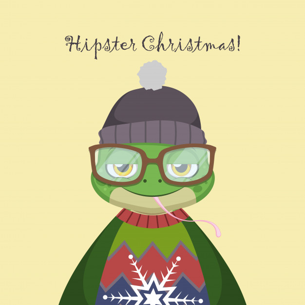 626x626 Cute Hipster Frog With An Ugly Christmas Sweater Vector Premium