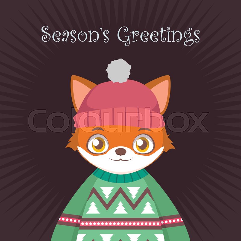 800x800 Fox Portrait In Ugly Christmas Sweater Stock Vector Colourbox