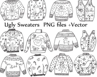 340x270 Ugly Christmas Sweater Clipart Black And White