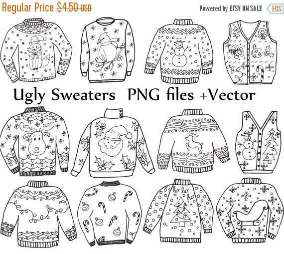 570x509 Ugly Sweater Clipart Christmas Clipart Holiday Clipart Doodle