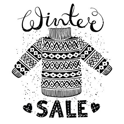 416x416 Winter Special Banner, Label With Knitted Woolen Pullover