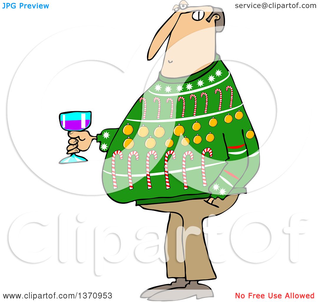 1080x1024 Clipart Of A Cartoon Chubby White Man Wearing An Ugly Christmas