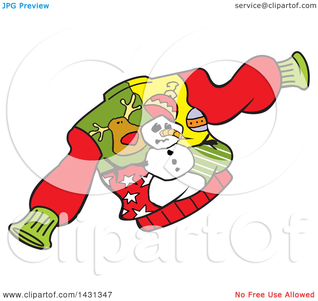 1080x1024 Clipart Of A Cartoon Ugly Christmas Sweater With Baubles, Stars