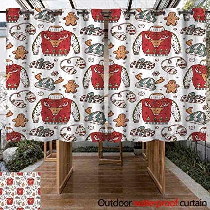 425x425 Outdoor Balcony Privacy Curtain Doodle Ugly Christmas