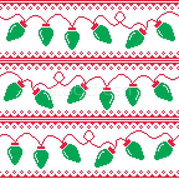 600x600 Christmas Tree Lights Seamless Pattern, Ugly Christmas Sweater