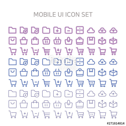 500x500 Vector Illustration Of Mobile Ui Icons For Mobile, Interface