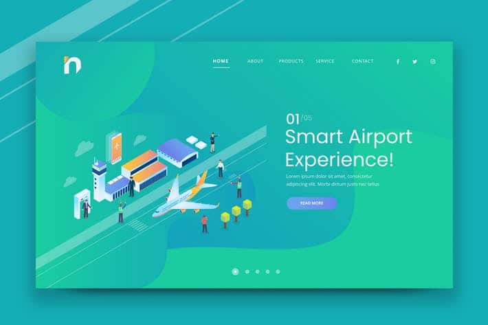 710x473 Download Isometric Smart Airport Web And Vector Website Ux
