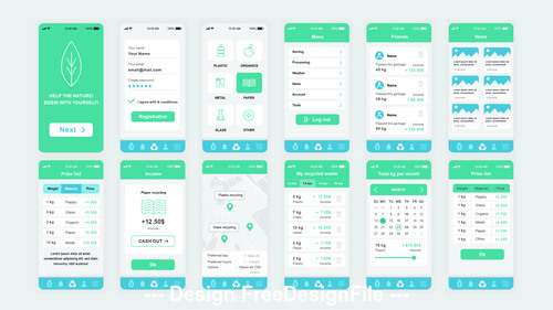 500x281 Ecology Mobile App Ui Kit Vector Free Download