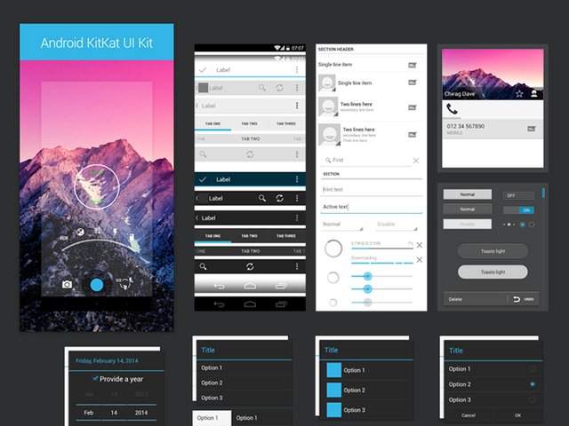 640x480 Free Android Kitkat Ui Kit Files, Vectors Graphics