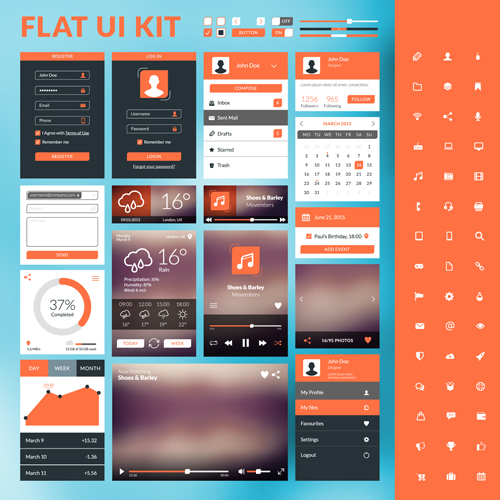 500x500 Mobile Flat Ui Kit Vector Design Free Download