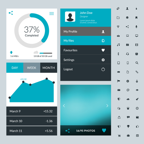 500x500 Mobile Flat Ui Kit Vector Design Free Download