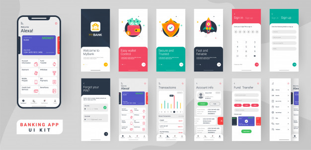 626x302 Banking App Ui Kit Vector Premium Download
