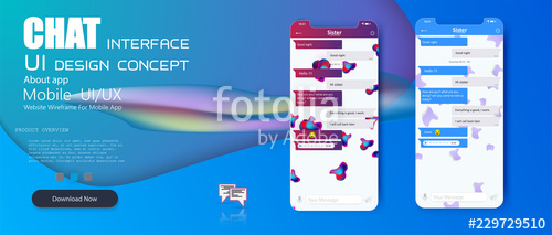 500x213 Mobile Chat App Ui And Ux Concept Vector Mockup In Modern Design