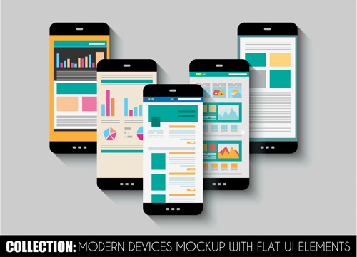 500x361 Mobile Devices Mockup With Flat Ui Elements Vector Free Vector