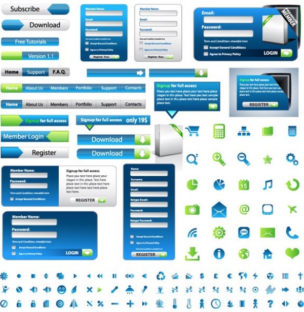 600x616 Amazing Bluegreen Web Ui Vector Elements