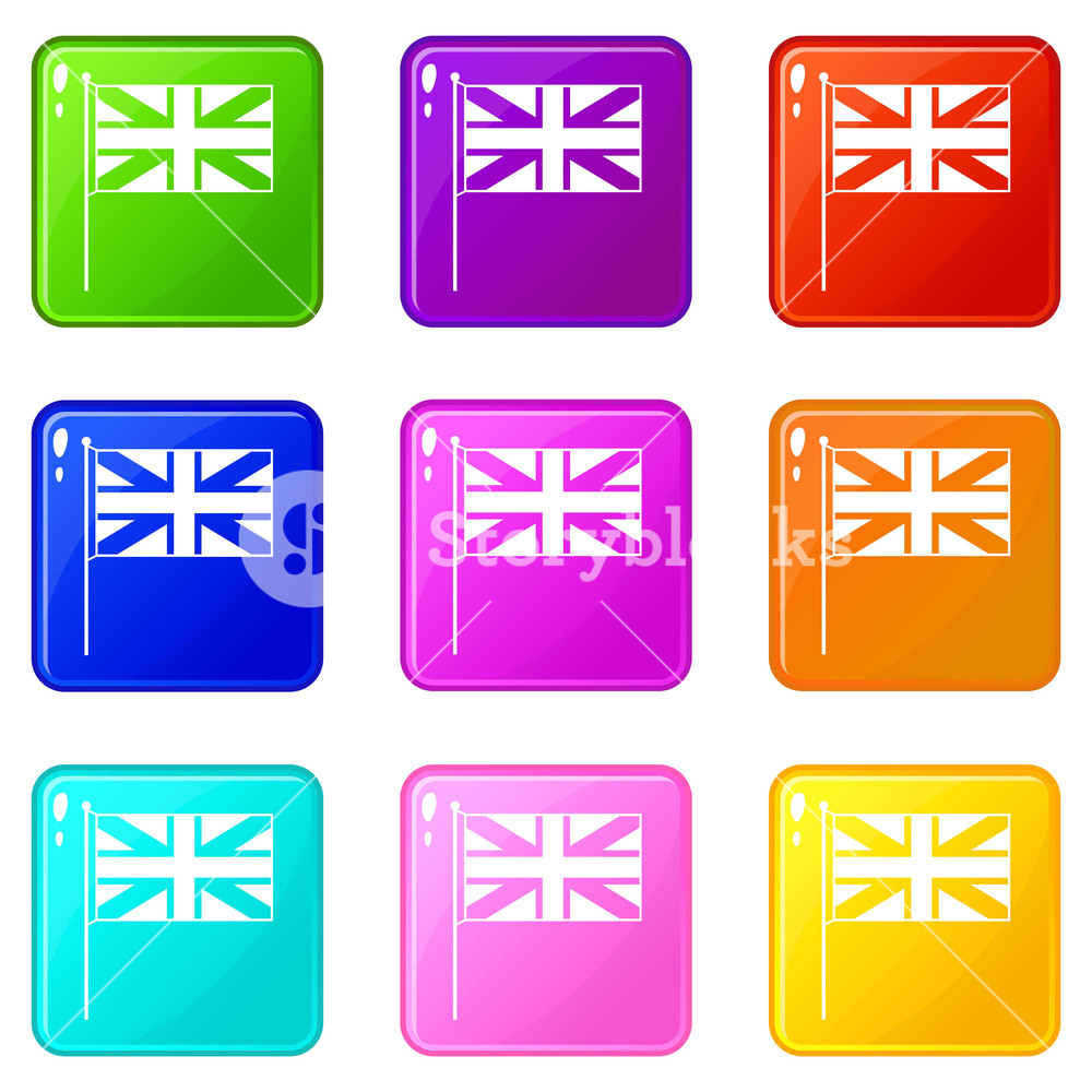 1000x1000 Uk Flag Icons Of Color Set Isolated Vector Illustration Royalty