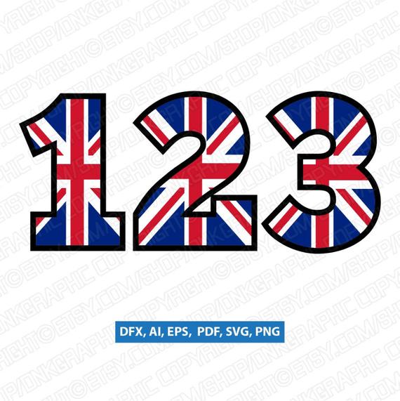 570x571 United Kingdom Union Jack Uk Flag Numbers Vector Etsy