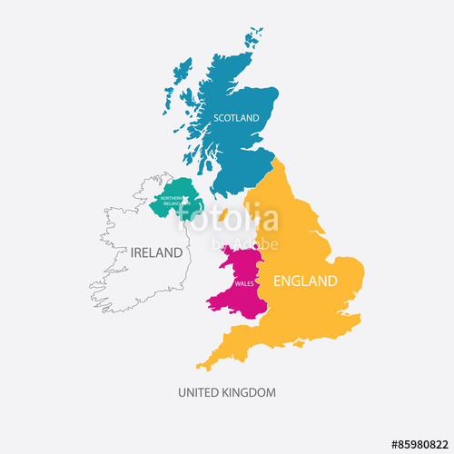 500x500 United Kingdom Map, Uk Map With Borders In Different Color Stock