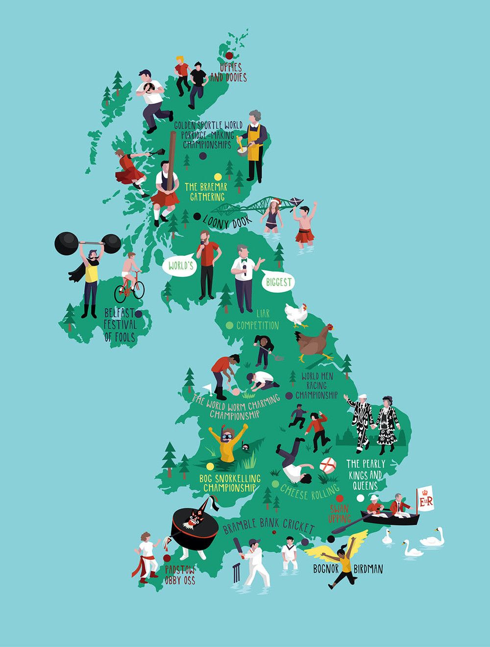 1000x1320 Uk Vector Map Illustration Of 'bizarre Blighty' For The Telegraph