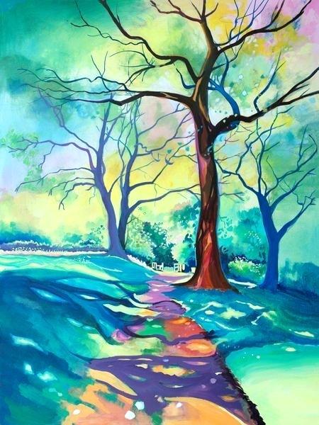 450x600 Tree Artwork Colourful Fine Art Woodland Print Tree Canvas Prints