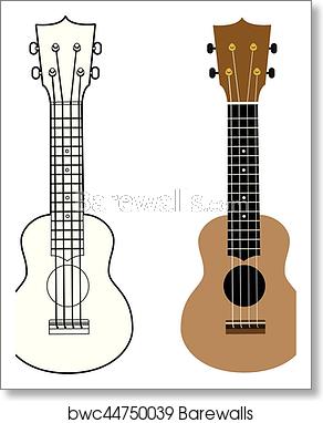 292x382 Ukulele Vector Illustration On White Backgroiund, Art Print