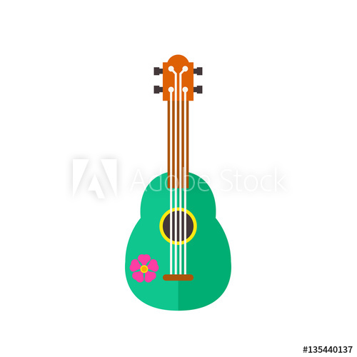500x500 Green Ukulele Vector Icon